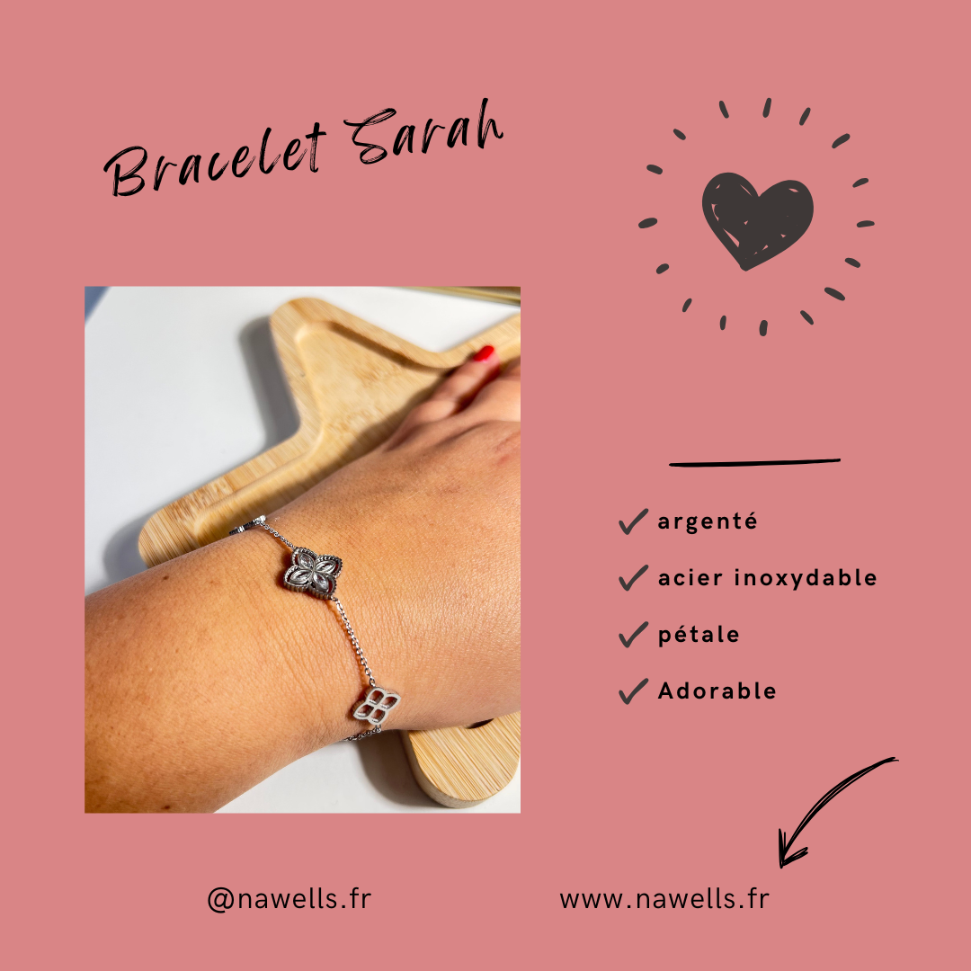 Bracelet "SARAH" – Acier inoxydable argenté & zircons brillants
