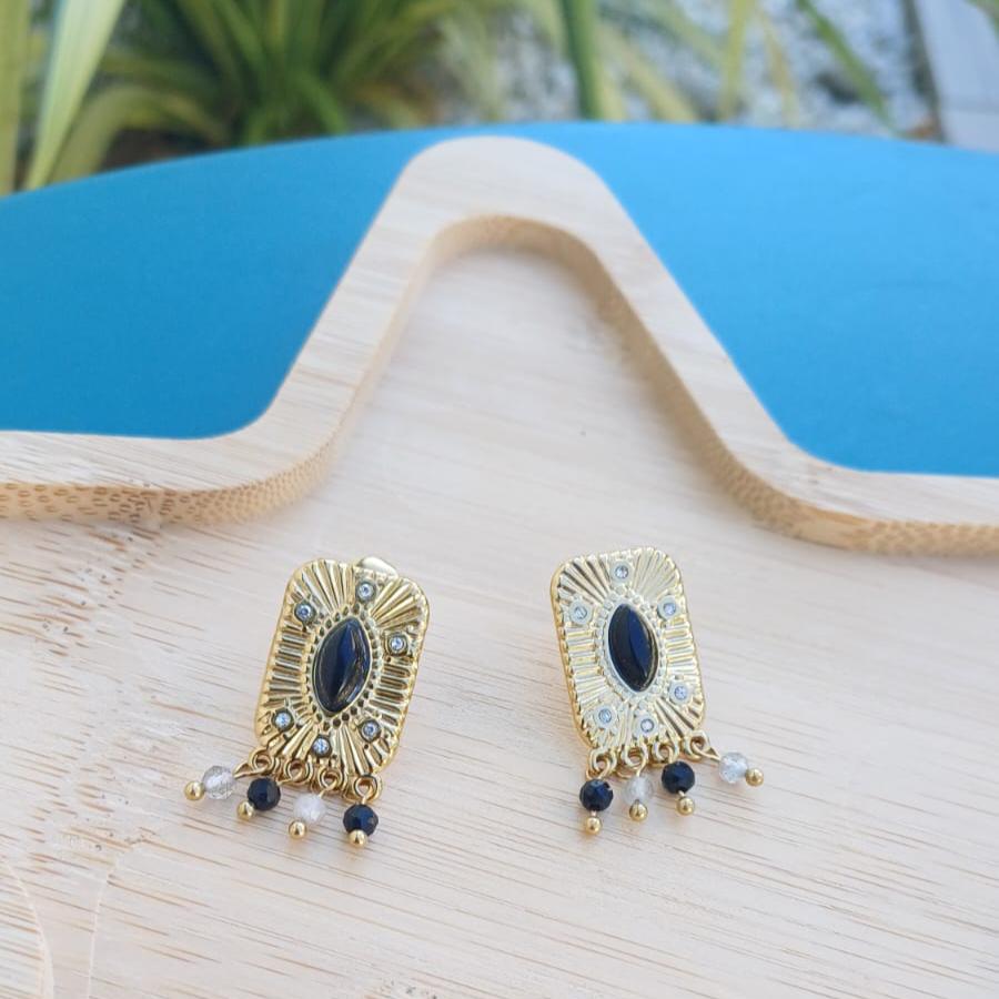 Boucles d'oreilles "RÊVE GYPSY" dorées – Bijou femme bohème chic en acier inoxydable, tendance 2025