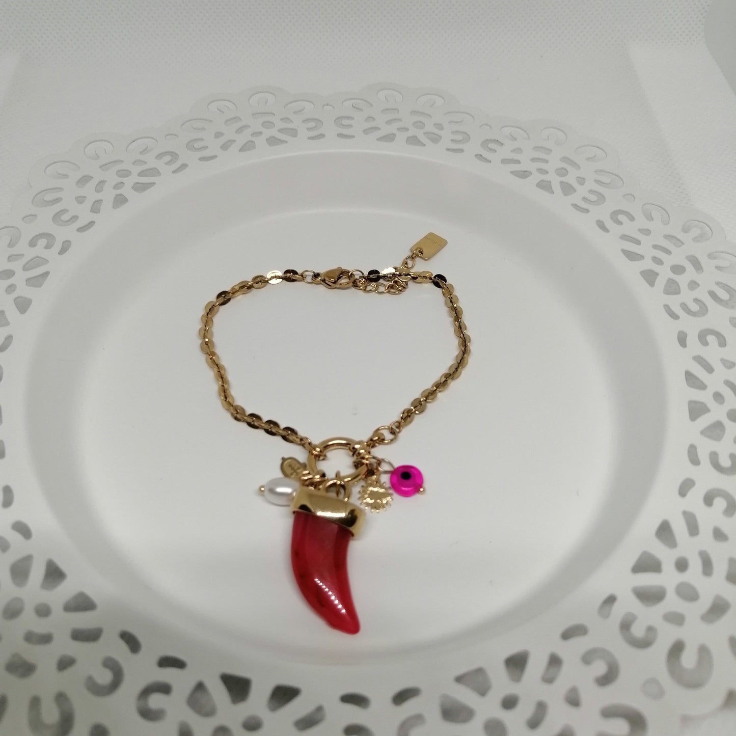 Bracelet rose femme "CHEYENNE" â Acier inoxydable, breloques tendance