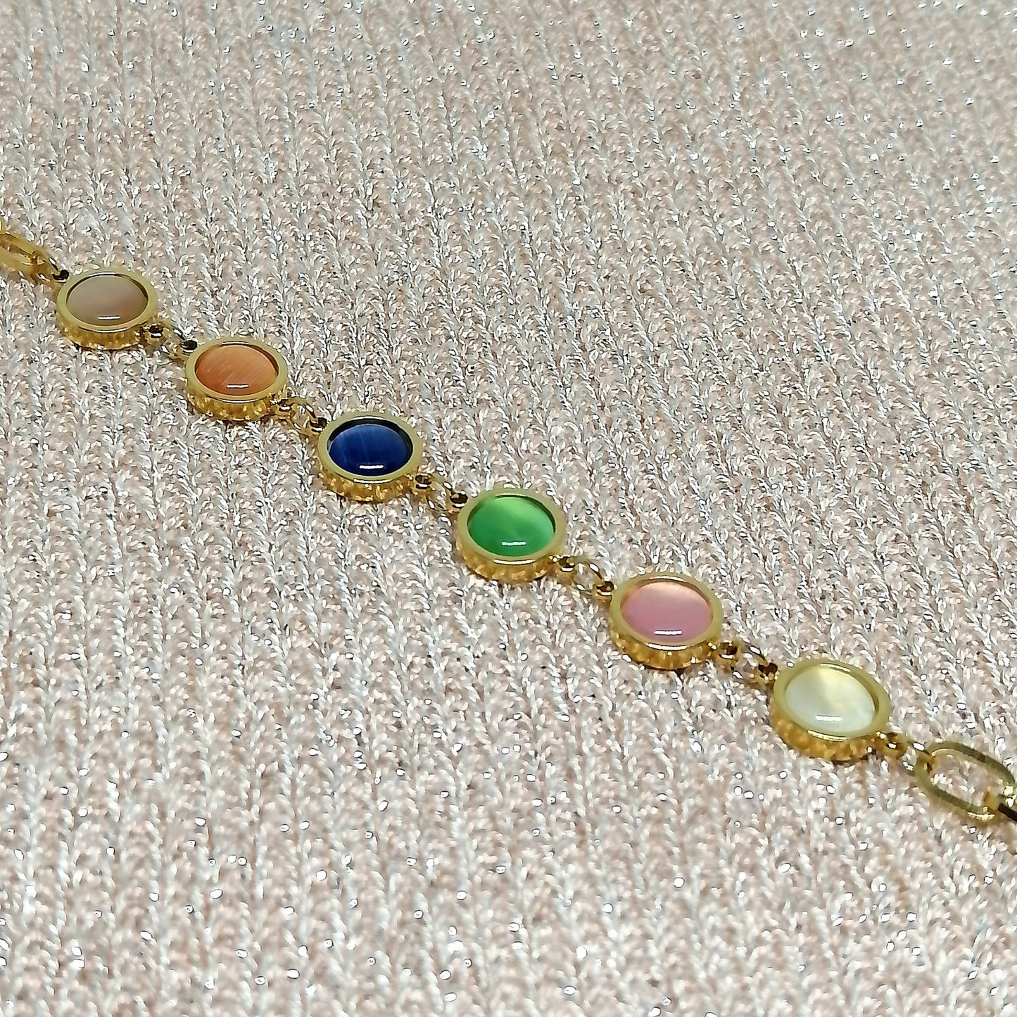 Bracelet LINA doré – Pierres multicolores en acier inoxydable