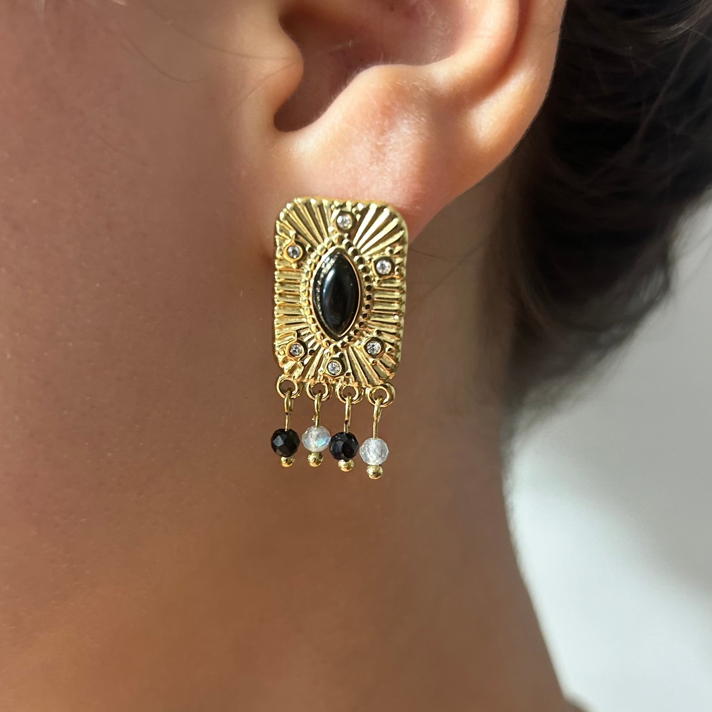 Boucles d'oreilles "RÊVE GYPSY" dorées – Bijou femme bohème chic en acier inoxydable, tendance 2025