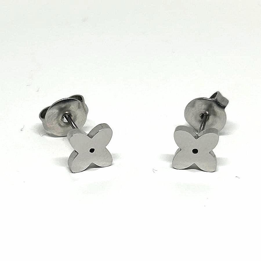 Boucles d’oreilles "EVA" argentées – Puces fleur en acier inoxydable