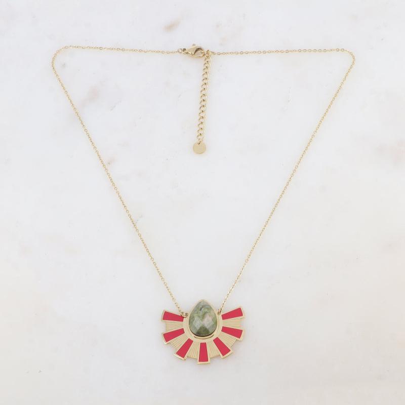 Collier "MAGMA" doré et rouge – Bijou femme tendance en acier inoxydable