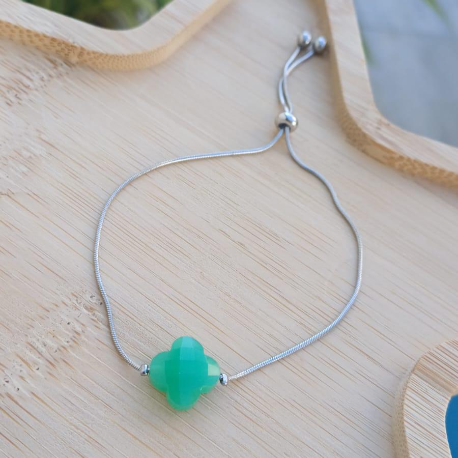 Bracelet "ANGELA" en acier inoxydable argenté – Trèfles, Bracelet amitié
