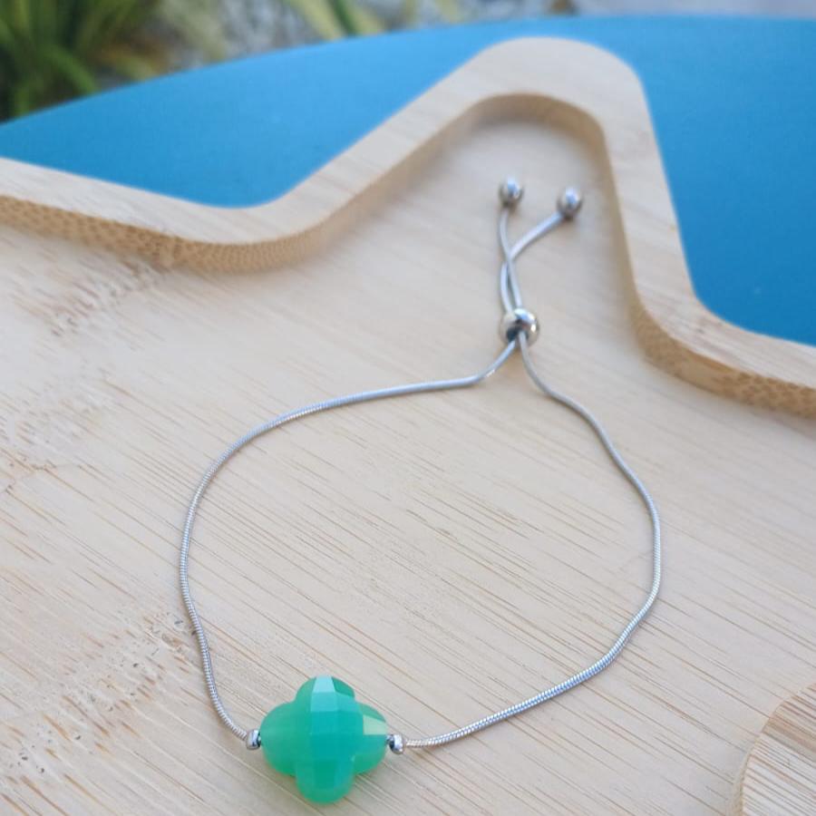 Bracelet "ANGELA" en acier inoxydable argenté – Trèfles, Bracelet amitié
