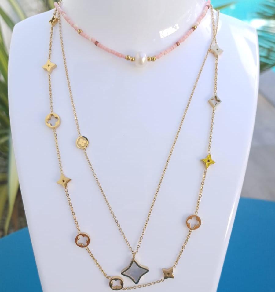 Collier "GLORIA" doré avec pierre nacre – Élégant, chic et résistant