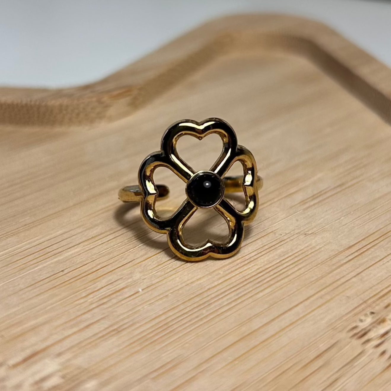 Bague "INAYA" Dorée en Acier Inoxydable